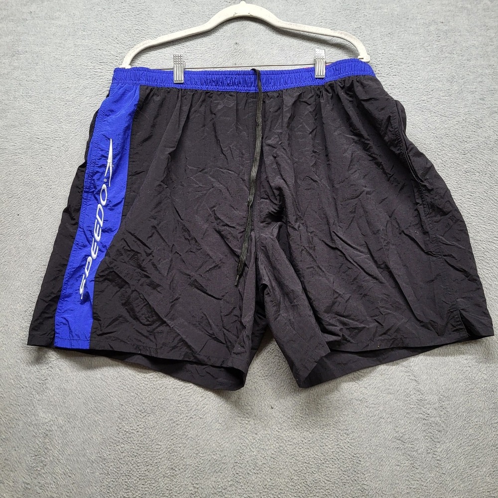 Speedo Men Swimwear 2XL Black Nylon Polyester Swim Trunks Activewear